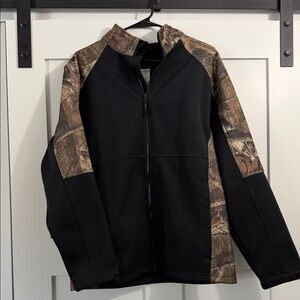 sku#138 Men's Black and Brown Camouflage Jacket